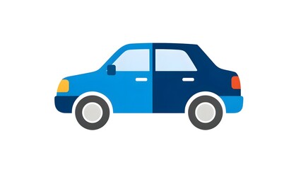 Fototapeta premium Blue Car Illustration Side View