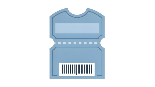 Blue Ticket Stub with Barcode in Center