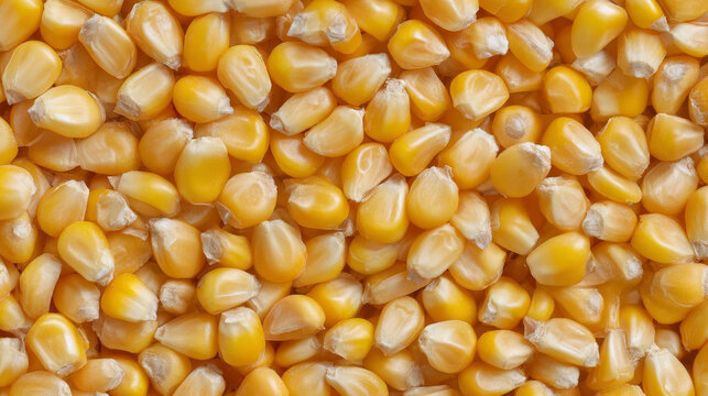Top-down view of sweet corn kernels with macro detail texture, ultra sharp, studio lighting arranged in professional aesthetic