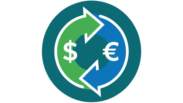 Currency exchange vector icon, dollar and euro money conversion symbol, financial transaction and global trade concept, flat circular design