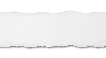 Naklejka premium Horizontal Torn White Paper Strip with Ripped Edges on White Background