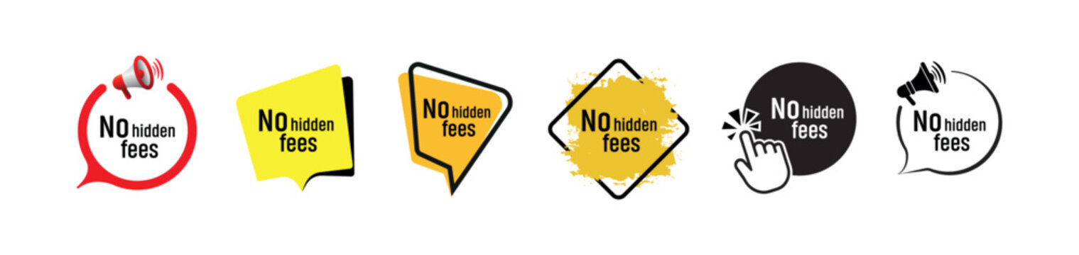 No hidden fees on white background