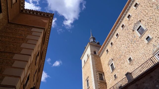 Detalle torre Alc&aacute;zar de Toledo, Castilla la Mancha, Espa&ntilde;a. Mayo de 2026.