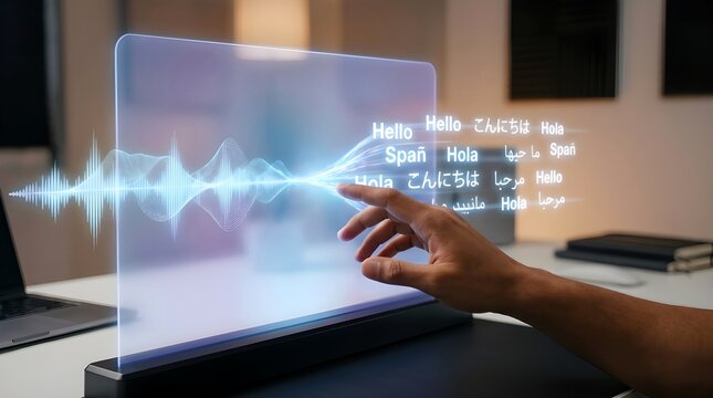 Futuristic Voice Translation Technology with AI Interface and Real-time Language Conversion