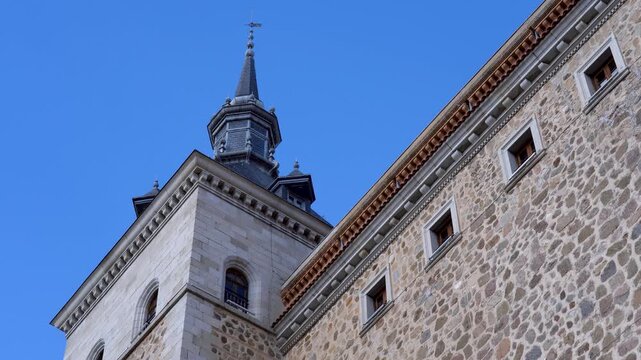 Detalle torre Alc&aacute;zar de Toledo, Castilla la Mancha, Espa&ntilde;a. Mayo de 2026.