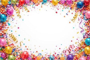 Naklejka premium Playful confetti frame motif designed for birthday invitations and celebratory event backdrops