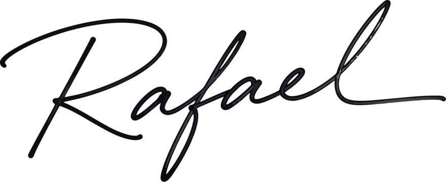 Elegant Handwritten Signature 'Rafael' in Black Calligraphy on White Background