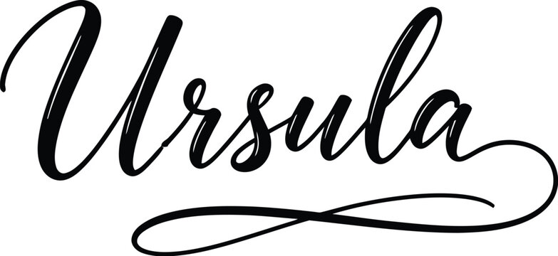 Elegant Calligraphy Text "Ursula" in Black Script on White Background
