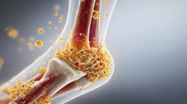 Osteoarthritis Joint Anatomy: An artistic illustration reveals the intricacies of an arthritic joint, emphasizing the inflammation and structural changes that occur.