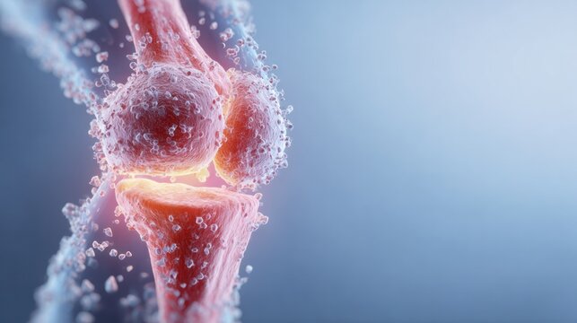 Articulated Anatomy: Intricate medical illustration showcasing the delicate structures of a knee joint, rendered with meticulous detail to visualize the complexities of human anatomy. 