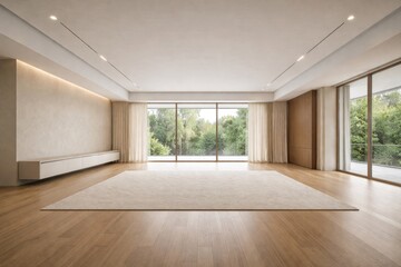 Fototapeta premium Spacious empty living room with sleek furniture placement possibilities