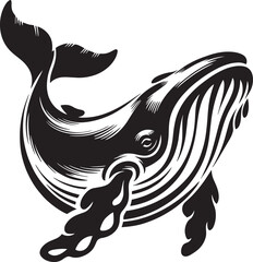 Whale breaching and spraying water in solid style with humpback on white background marine life © lok0077