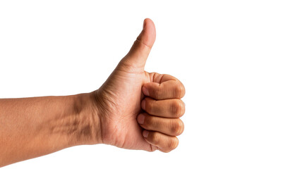 Fototapeta premium Human hand giving thumbs up gesture, isolated on transparent background
