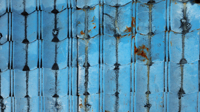 Blue Painted Rusty Industrial Zinc Deck Roof Texture