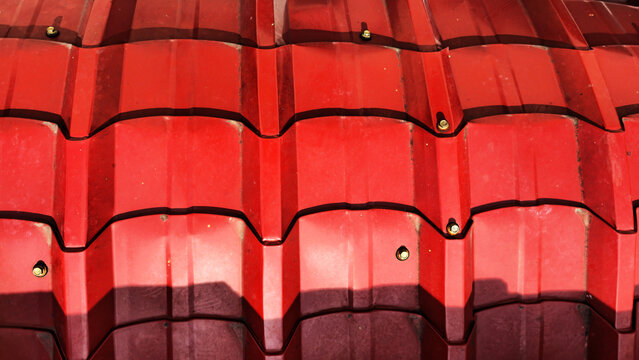 Red Painted Industrial Zinc Deck Roof Texture