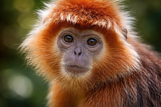 Macro photography of Javan lutung with sharp focus on expression