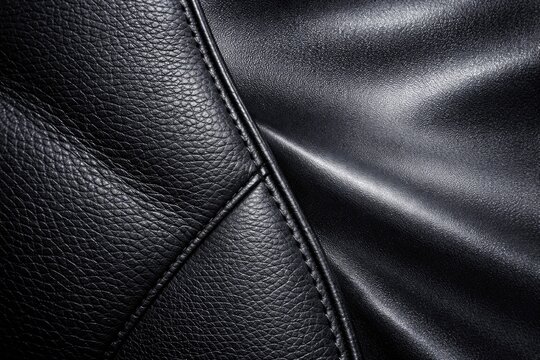 Textured black eco leather alongside dark grey synthetic material with reflective qualities