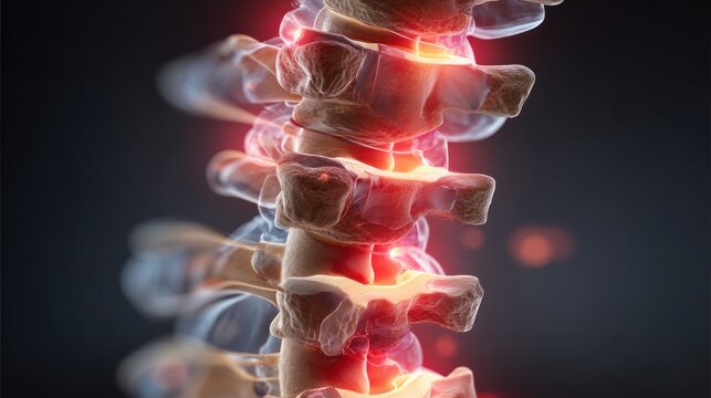 Medical marvel: an anatomical display highlighting the spine, emphasizing the intricate framework of vertebrae, illustrating the body's core structure and function.