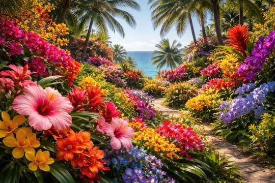 Radiant flowers from island gardens with charming blooms