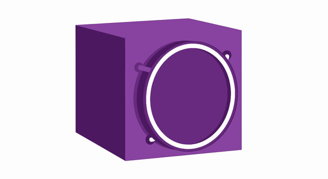 Purple Cube Speaker with Circular Grille and Mounting Holes