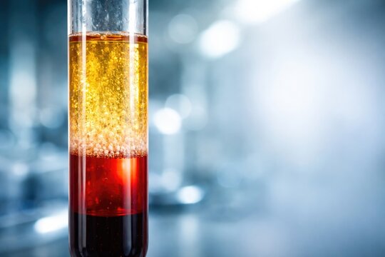 Close up of plasma rich in platelets PRP with clear copy space for text