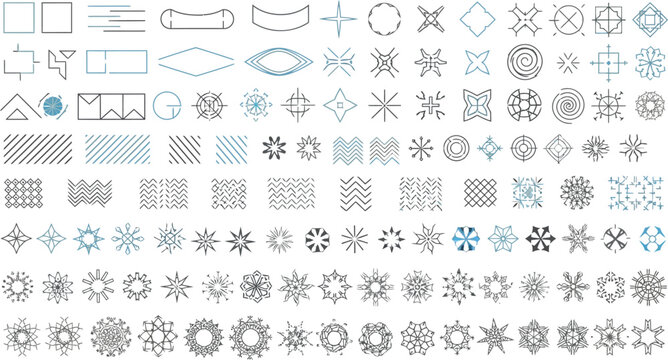 Abstract geometric and pattern vector icons set Vector