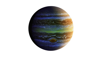 Swirling banded Jupiter planet with Great Red Spot, isolated on transparent background © Vasilis