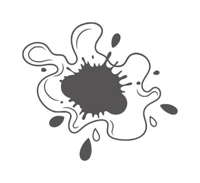 Dark grey ink splash with flowing lines and droplets liquid