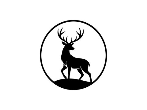 Majestic Stag Silhouette Logo in Circular Frame