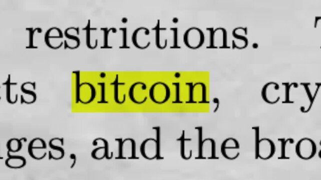 Bitcoin btc crypto highlighted article newspaper news text animation