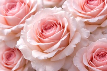 Fototapeta premium Detailed view of delicate pink rose petals on multiple flowers