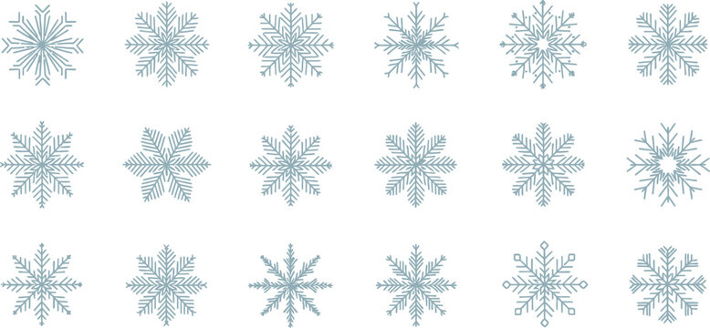 Intricate geometric snowflake designs in gray Vector