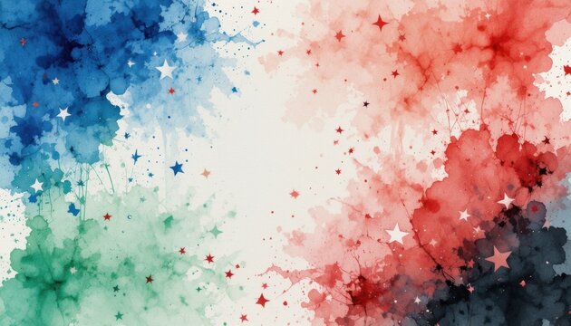 An African American heritage commemorating Juneteenth, featuring a blue star centered between vibrant red and blue brushstrokes that arc across a clean white background. freedom, history