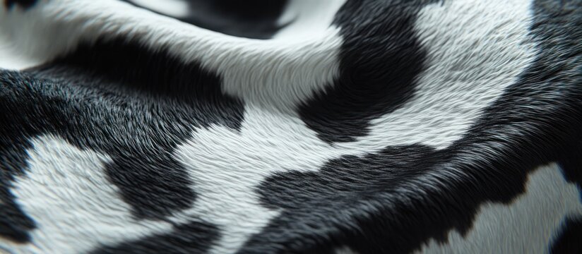 A mesmerizing macro exploration of the natural patterns and tactile textures of a black and white cowhide.