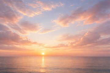 Obraz premium serene sunrise atmosphere showcasing colorful clouds in a delicate palette without birds