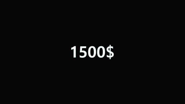 Price tag animation with digital display. Price tag showing two hundred ninety dollars. Price tag retail and ecommerce marketing graphic on black.