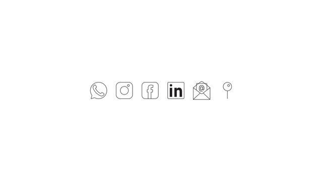 social media outline icons set whatsapp instagram facebook linkedin email location vector pack