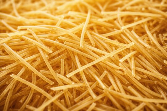 Macro image capturing texture of raw filini vermicelli made from durum wheat