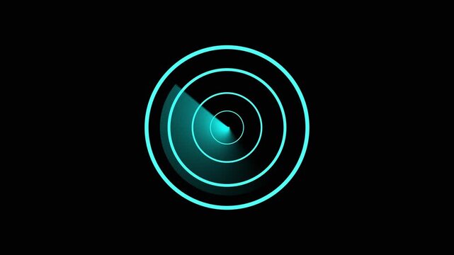 Concentric circles animation with glowing light. Concentric circles abstract geometric center. Concentric circles modern motion graphic on black.