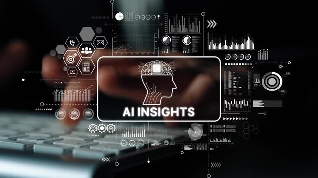 Digital Concept of AI Insights with Data Visualization Graphs and Human Interaction in Modern Technology Environment. Asymptotic smart data analytic.