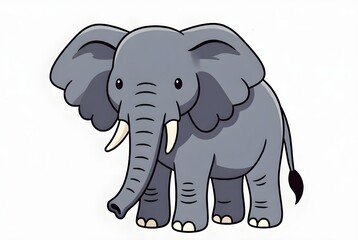 Fototapeta premium Cute Gray Elephant Standing Illustration
