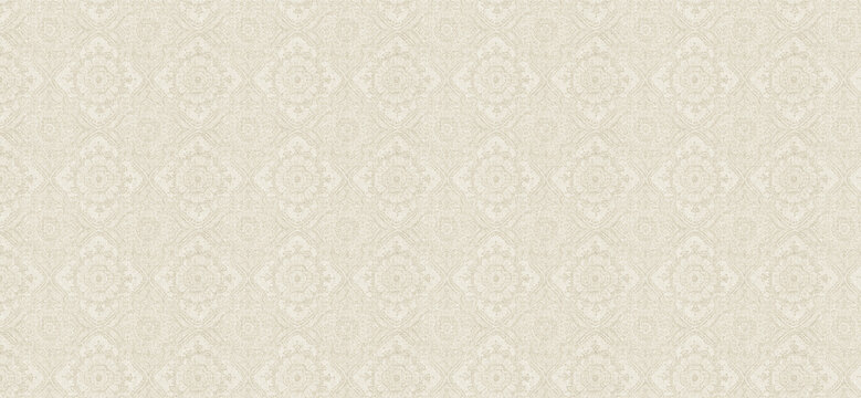 A seamless light beige textured wallcovering featuring a subtle, elegant damask pattern, suitable for sophisticated interior design backgrounds.