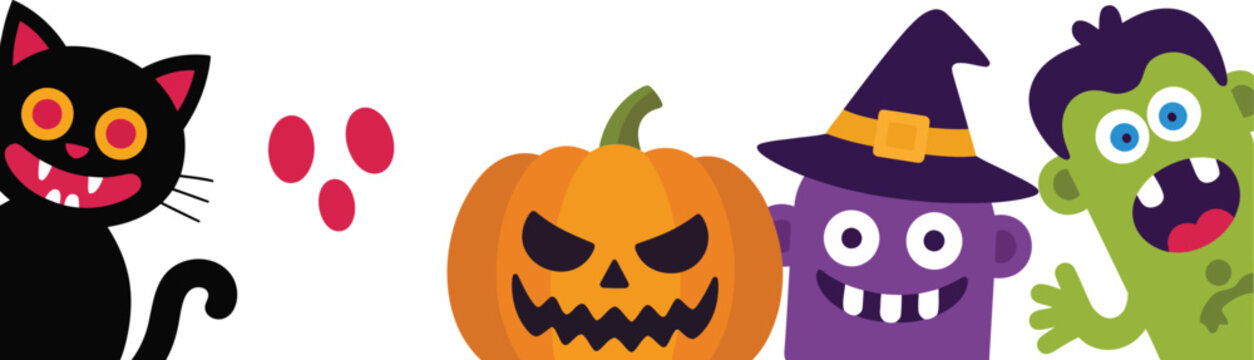 Happy halloween trick or treat cartoon characters Vector