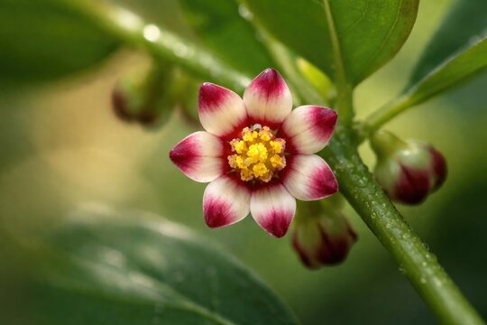 Sauropus androgynus flower close up with size under one centimeter