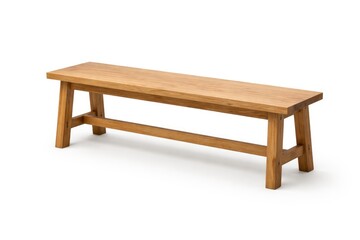 Fototapeta premium Simple isolated wooden bench set on a bright white smooth background