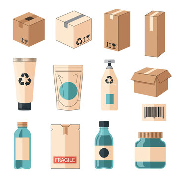 Delivery Packaging Collection: Boxes, Tubes, Bottles, and Jars