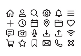 Fototapeta premium Set of 25 outline icons for web and mobile applications.