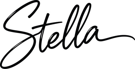 Obraz premium elegant handwritten calligraphy name stella on white background minimalist design
