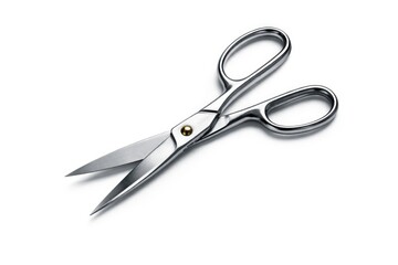 Obraz premium Single metal cutting scissors displayed on bright white background