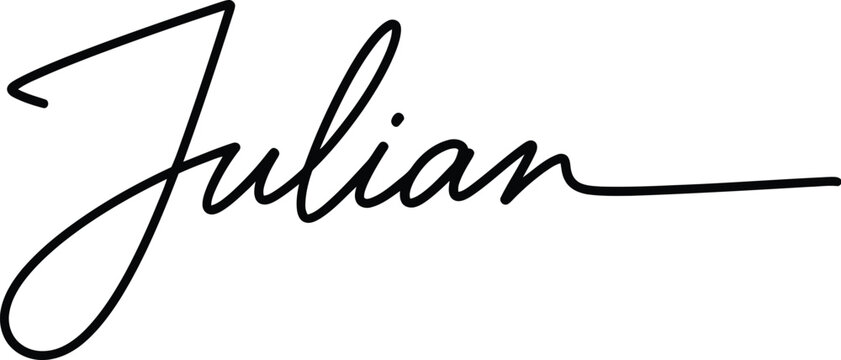 Elegant handwritten Julian signature in black ink on white background